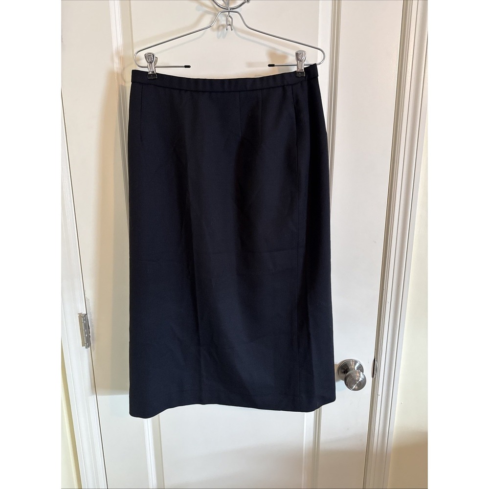 Women's Vintage Pendleton Black 100% Virgin Wool Midi Skirt Sz 12 90's Y2K